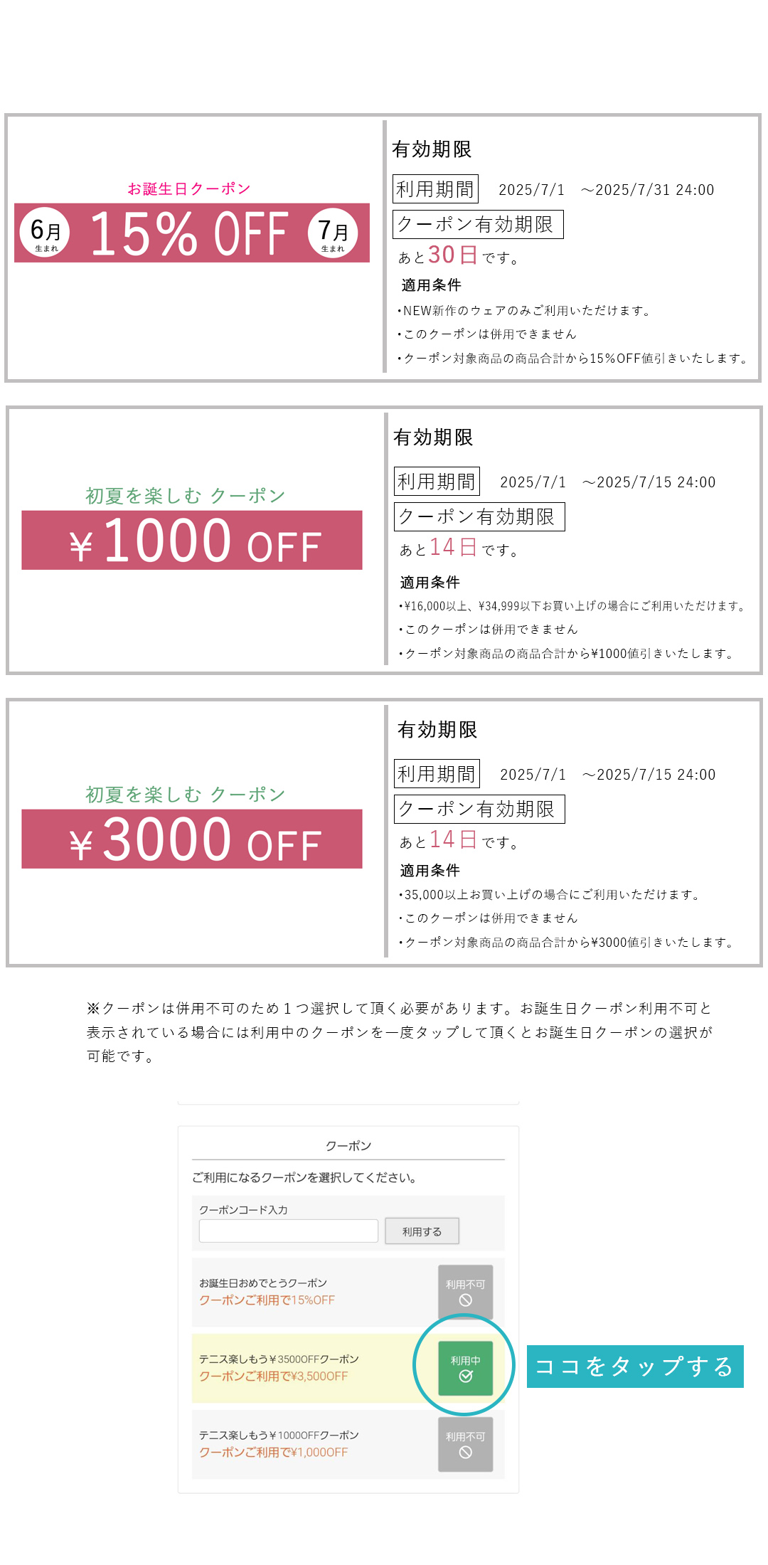 新春SALEクーポン説明