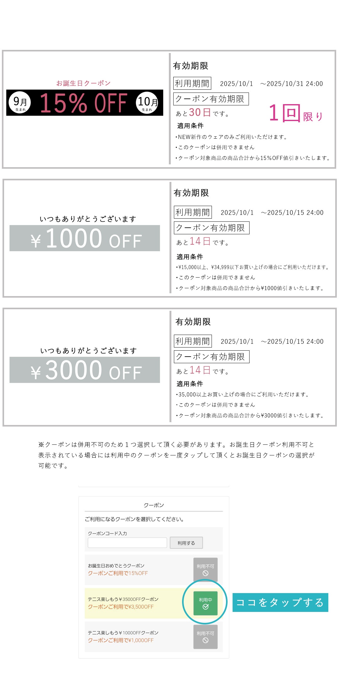 新春SALEクーポン説明