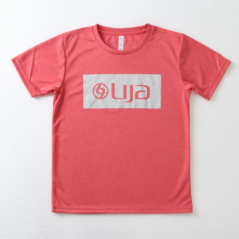 チェリー　新品・未使用‼️LIJA テニスセットアップ エッセンシャルロゴドライTEE|テニスウェア|半袖|ミックスレッド